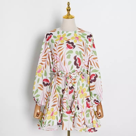 CLEARANCE Garden Party Floral Balloon Sleeve Mini Dress - Picture 2 of 8